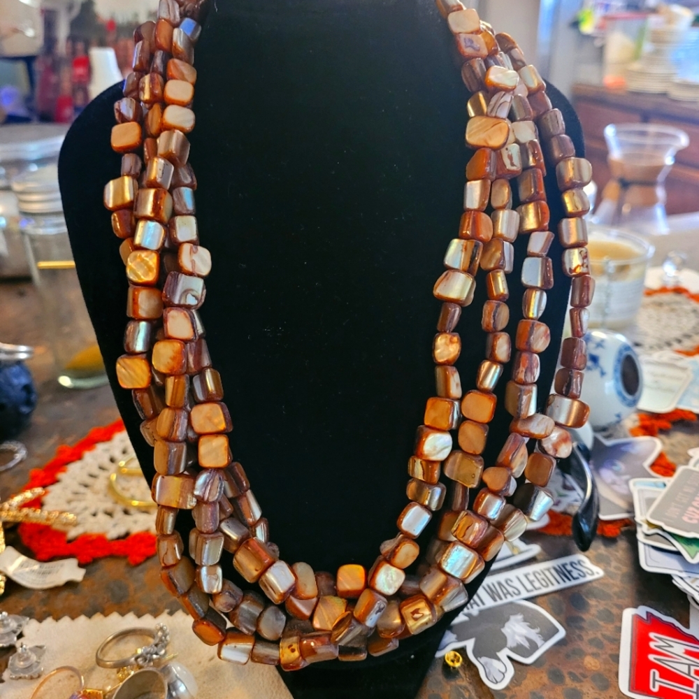 4 strand abalone shell necklace